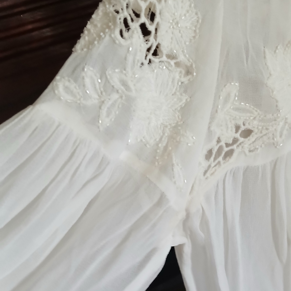 Chicos Embellished Beaded Peasant Blouse - Picture 4 of 12